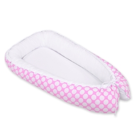 Babynest- pink with white dots/white