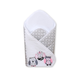 Babynest with stiffenig- Owls Gray-pink