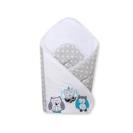 Babynest with stiffenig- Owls Gray-turquoise