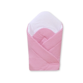 Babynest with stiffening- Hanging Hearts dark pink checkered