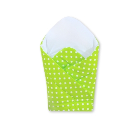 Babynest with stiffening- Hanging Hearts white dots on green