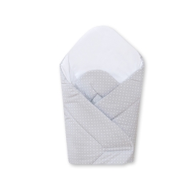 Babynest with stiffening- Hanging Hearts white polka dots on Gray