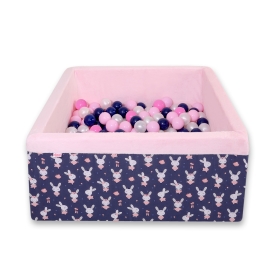 Ball-pit Dry Pool minky with balls 200pcs - blue rabbits