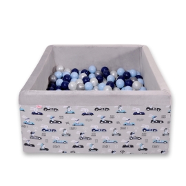 Ball-pit minky with balls 200pcs - gray rabbits