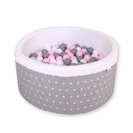 Ball-pit minky with balls 200pcs- gray stars