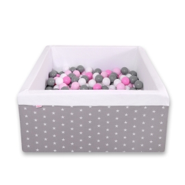 Ball-pit minky with balls 200pcs - gray stars