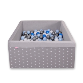 Ball-pit minky with balls 200pcs - gray stars