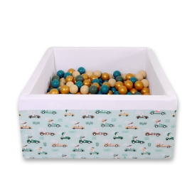 Ball-pit minky with balls 200pcs - mint rabbits