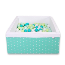 Ball-pit minky with balls 200pcs - mint Stars