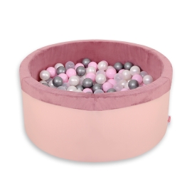 Ball-pit minky with balls 200pcs - pastel pink