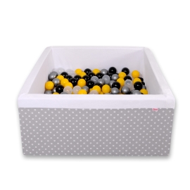 Ball-pit minky with balls 200pcs - white dots on Gray
