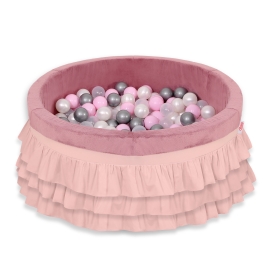 Ball-pit with frills with balls 200pcs - pastel pink