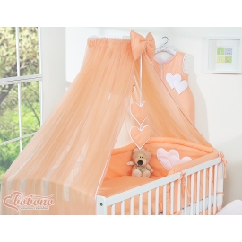 Bedcot Mosquito-net made of chiffon- Hanging Hearts peach