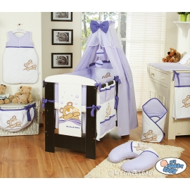 Bedding set 11-pcs with canopy (L70)- Teddy Bear Barnaba lilac