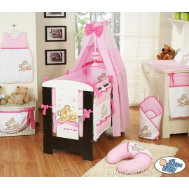 Bedding set 11-pcs with canopy (L70)- Teddy Bear Barnaba pink