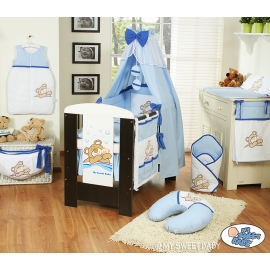 Bedding set 11-pcs with canopy (S60)- Teddy Bear Barnaba blau