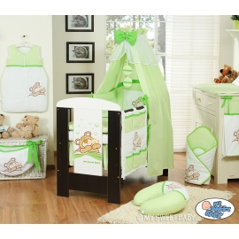 Bedding set 11-pcs with canopy (S70)- Teddy Bear Barnaba green