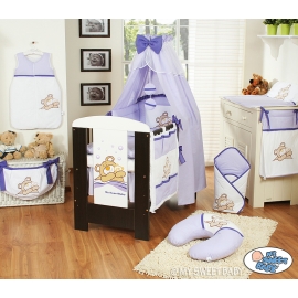 Bedding set 11-pcs with canopy (S70)- Teddy Bear Barnaba lilac