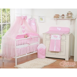 Bedding set 11-pcs with mosquito-net- Hanging Hearts rosa