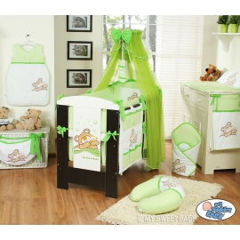 Bedding set 11-pcs with mosquito-net (L60)- Teddy Bear Barnaba green