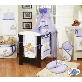 Bedding set 11-pcs with mosquito-net (L60)- Teddy Bear Barnaba lilac