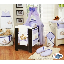 Bedding set 11-pcs with mosquito-net (S60)- Teddy Bear Barnaba lilac