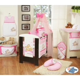 Bedding set 11-pcs with mosquito-net (S60)- Teddy Bear Barnaba pink