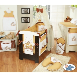 Bedding set 11-pcs with mosquito-net (S70)- Teddy Bear Barnaba brown