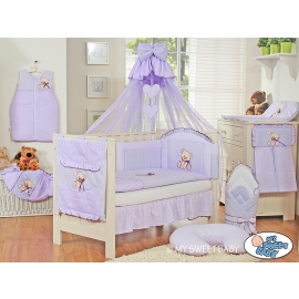 Bedding set 11-pcs z mosquito-net- Teddy Bear with bow lilac