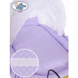 Bedding set 2-pcs for Moses Basket/Wicker crib Jasmine Purple with White Polka Dots no. 2100-915 or 72100-915