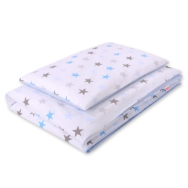 Bedding set 2pcs 140x200 Junior - gray -blue stars