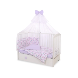 Bedding set 5-pcs bumper cases mosquito-net - ballerinas lilac