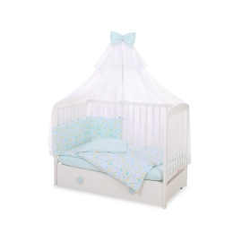 Bedding set 5-pcs bumper cases mosquito-net - blue butterflies