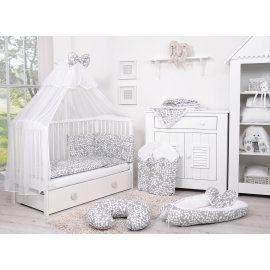 Bedding set 5-pcs bumper cases mosquito-net - bubbles gray