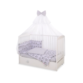 Bedding set 5-pcs bumper cases mosquito-net - gray panda