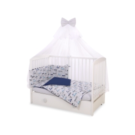 Bedding set 5-pcs bumper cases mosquito-net - gray rabbits