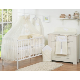 Bedding set 5-pcs bumper cases mosquito-net- Hanging Hearts cream