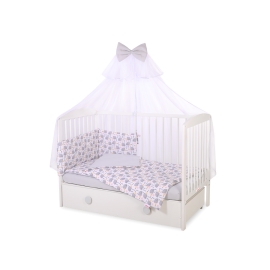 Bedding set 5-pcs bumper cases mosquito-net - hedgehogs Gray