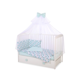 Bedding set 5-pcs bumper cases mosquito-net - hedgehogs mint