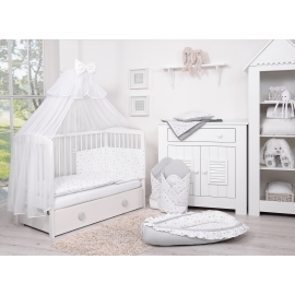 Bedding set 5-pcs bumper cases mosquito-net - mini gray stars