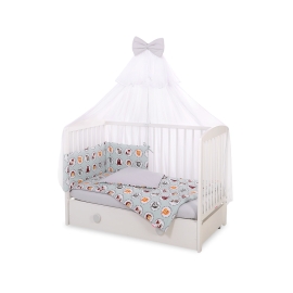 Bedding set 5-pcs bumper cases mosquito-net - mint animals