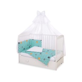 Bedding set 5-pcs bumper cases mosquito-net - mint forest