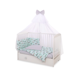 Bedding set 5-pcs bumper cases mosquito-net - mint rabbits