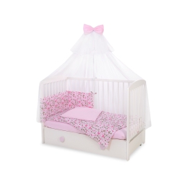 Bedding set 5-pcs bumper cases mosquito-net - pink butterflies