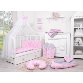 Bedding set 5-pcs bumper cases mosquito-net - pink rabbits