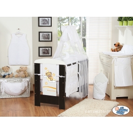Bedding set 5-pcs bumper cases mosquito-net (S60)- Good night white