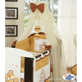 Bedding set 5-pcs bumper cases mosquito-net (S60)- Teddy Bear Barnaba brown
