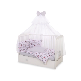 Bedding set 5-pcs bumper cases mosquito-net - swallows pink