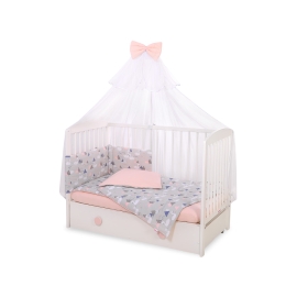 Bedding set 5-pcs bumper cases mosquito-net - Swans gray