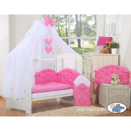 Bedding set 5-pcs bumper cases mosquito-net tulle - Chic dark pink